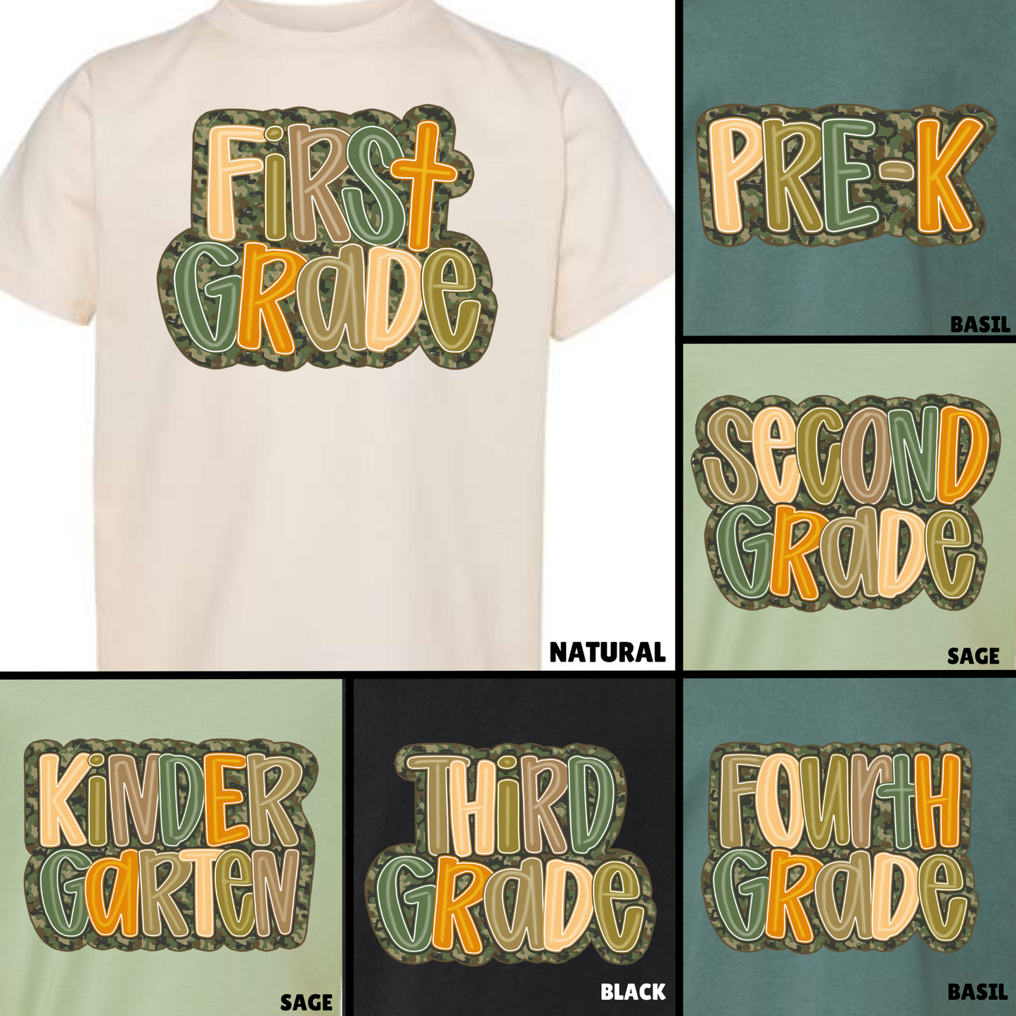 Camo Back to School graphic tee