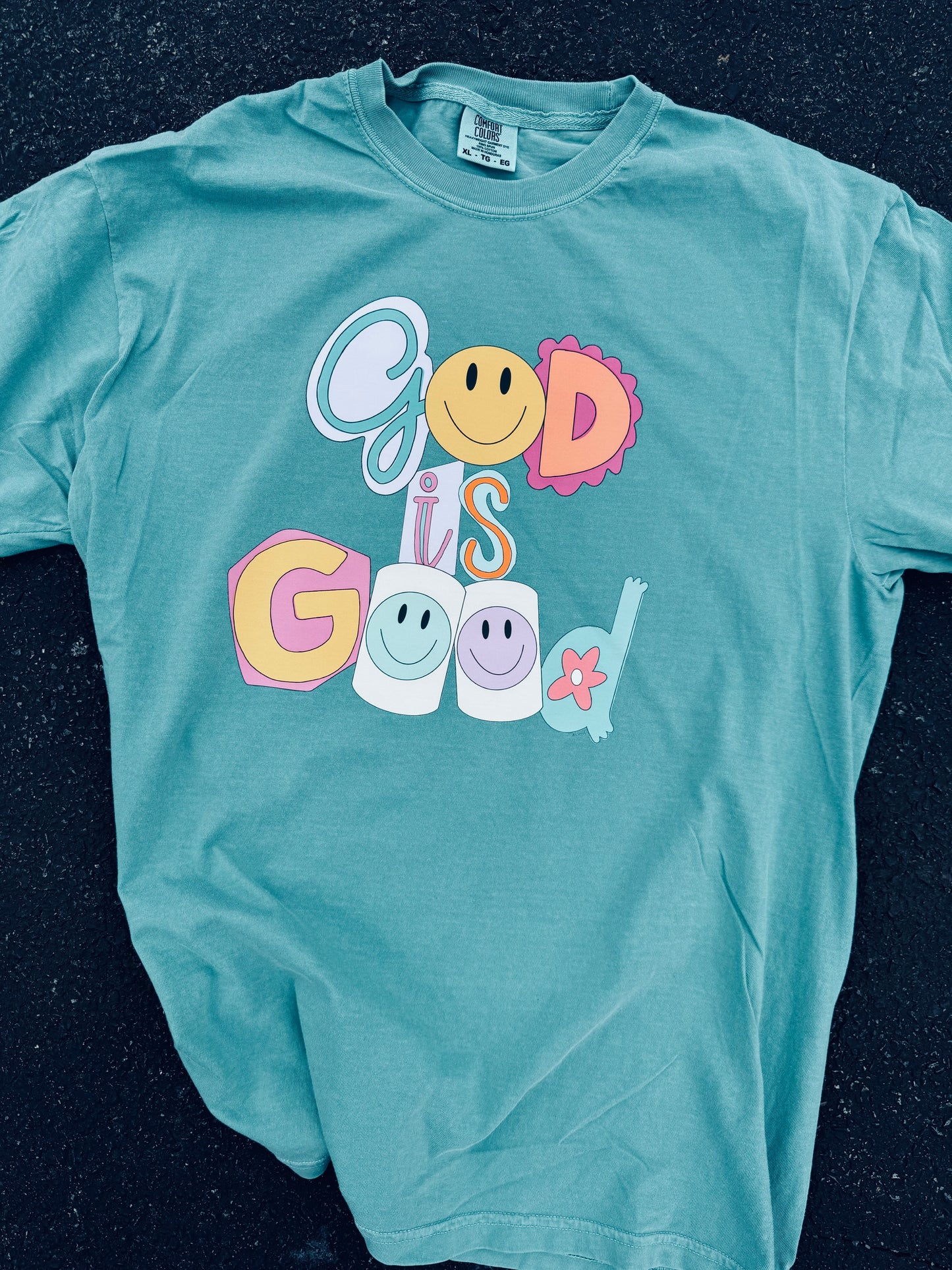 Colorful God is Good graphic tee
