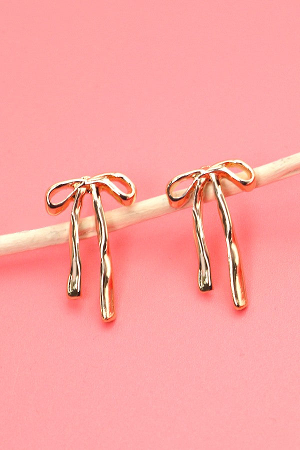 LONG BOW RIBBON STUD EARRINGS