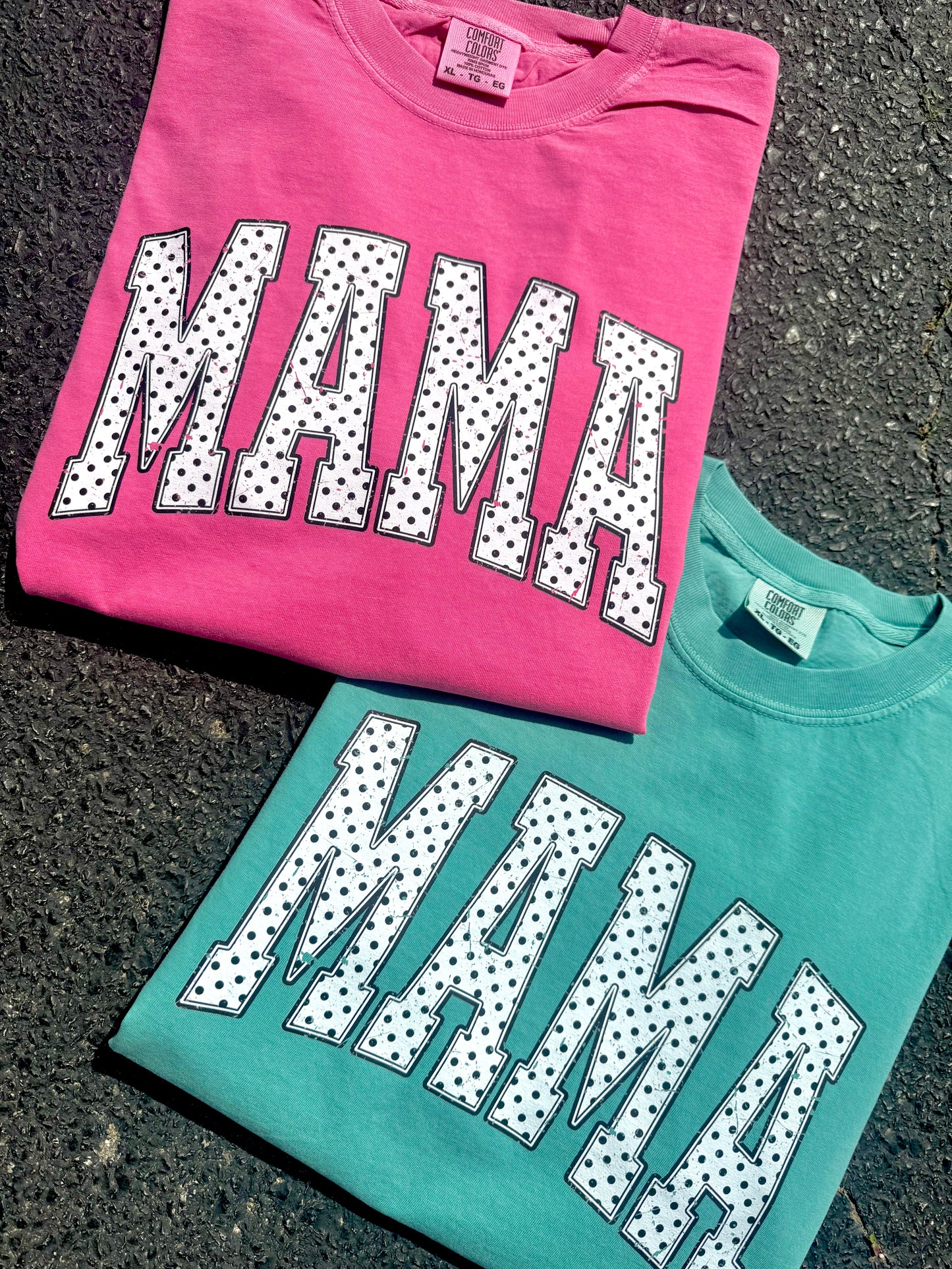MAMA POLKA DOT TEE | SEAFOAM/ CRUNCHBERRY