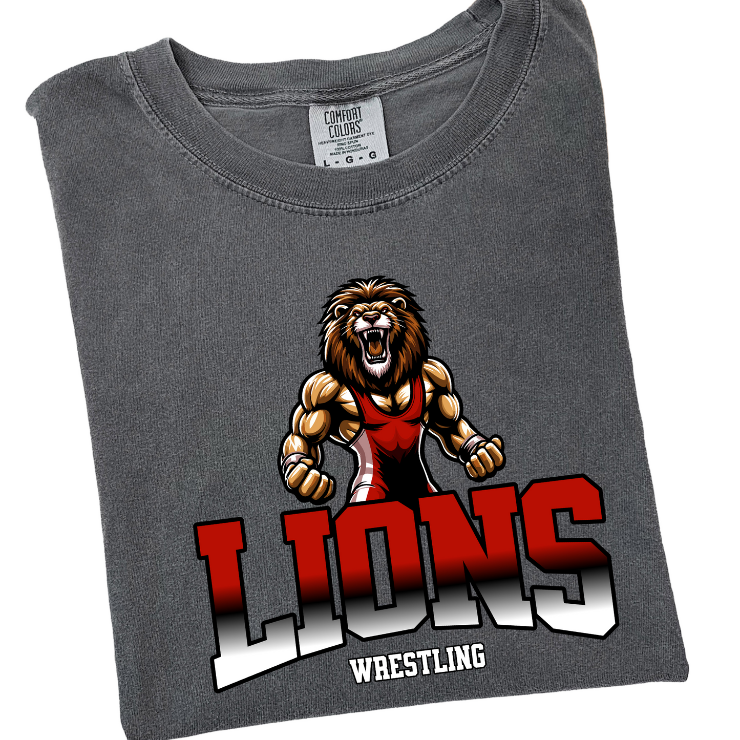 LIONS WRESTLING MASCOT GRAPHIC TEE