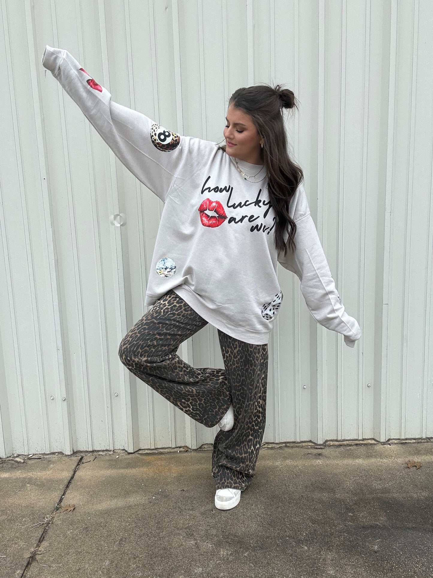 HOW LUCKY ARE WE GRAPHIC CREWNECK!