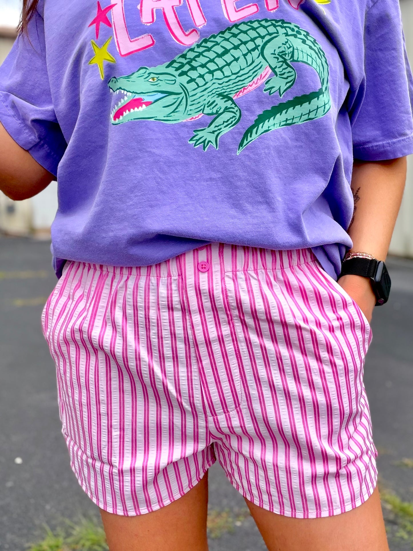 PINK STRIPED BOXER SHORTS