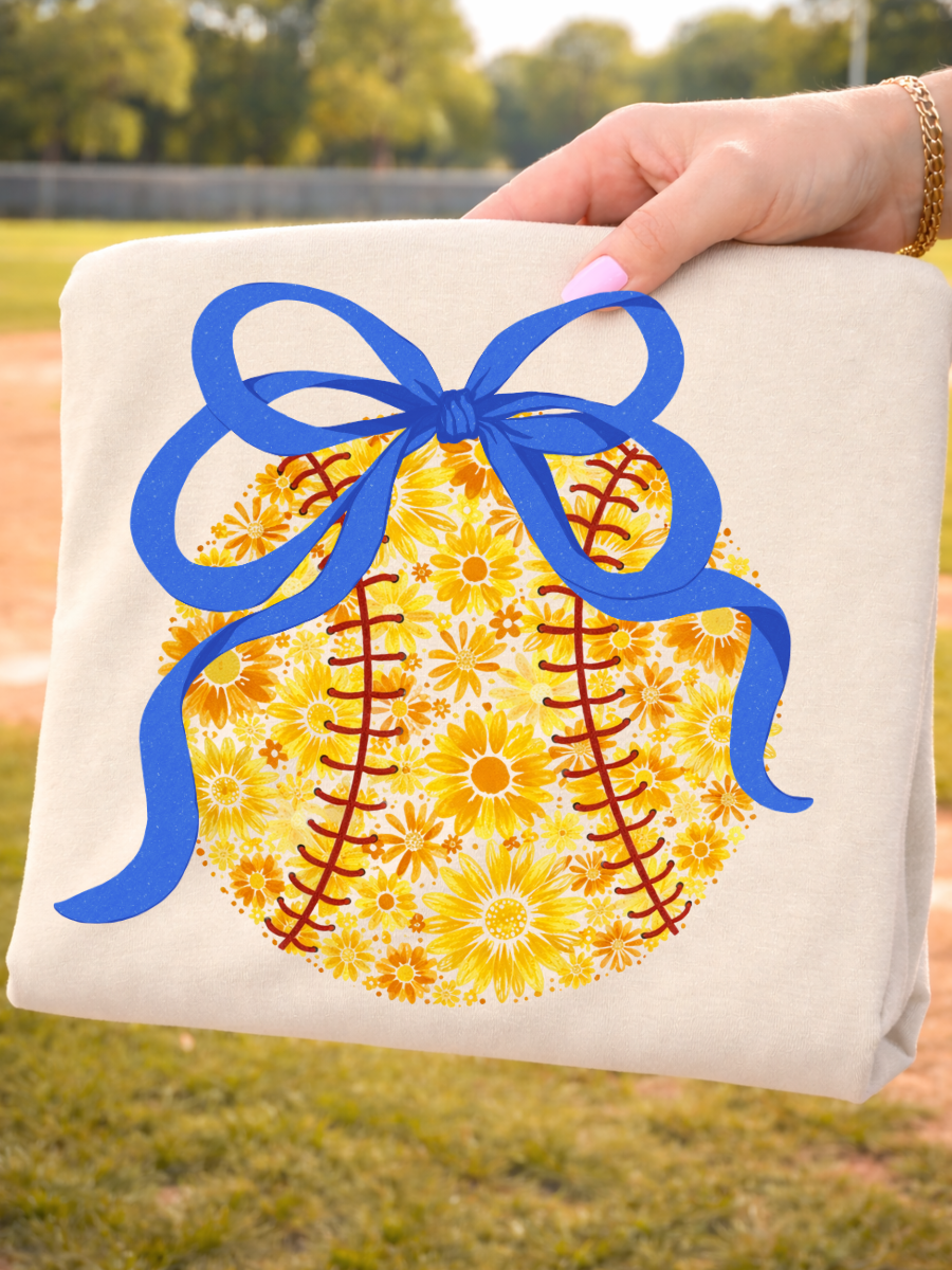 CUSTOM COLORED DAISY SOFTBALL BOW | IVORY