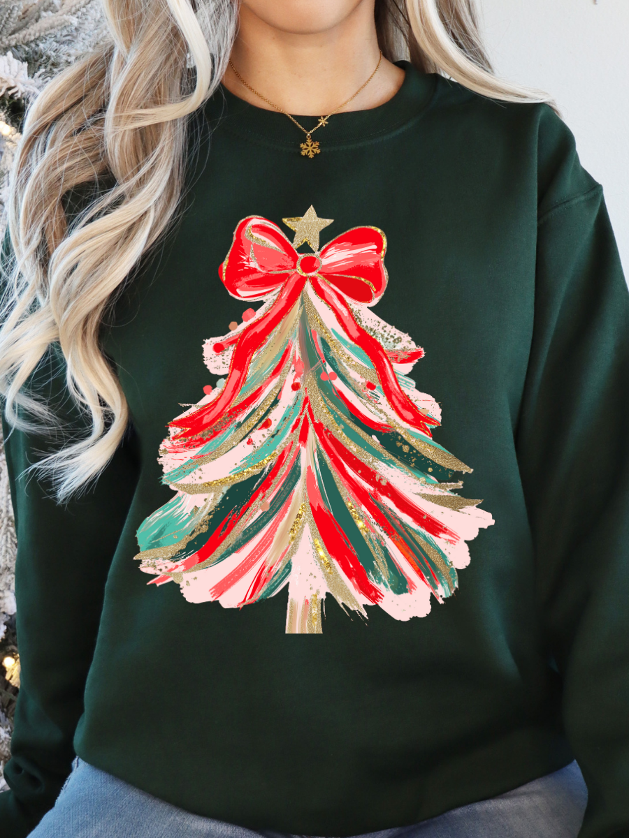 BRUSH STROKES CHRISTMAS TREE CREWNECK