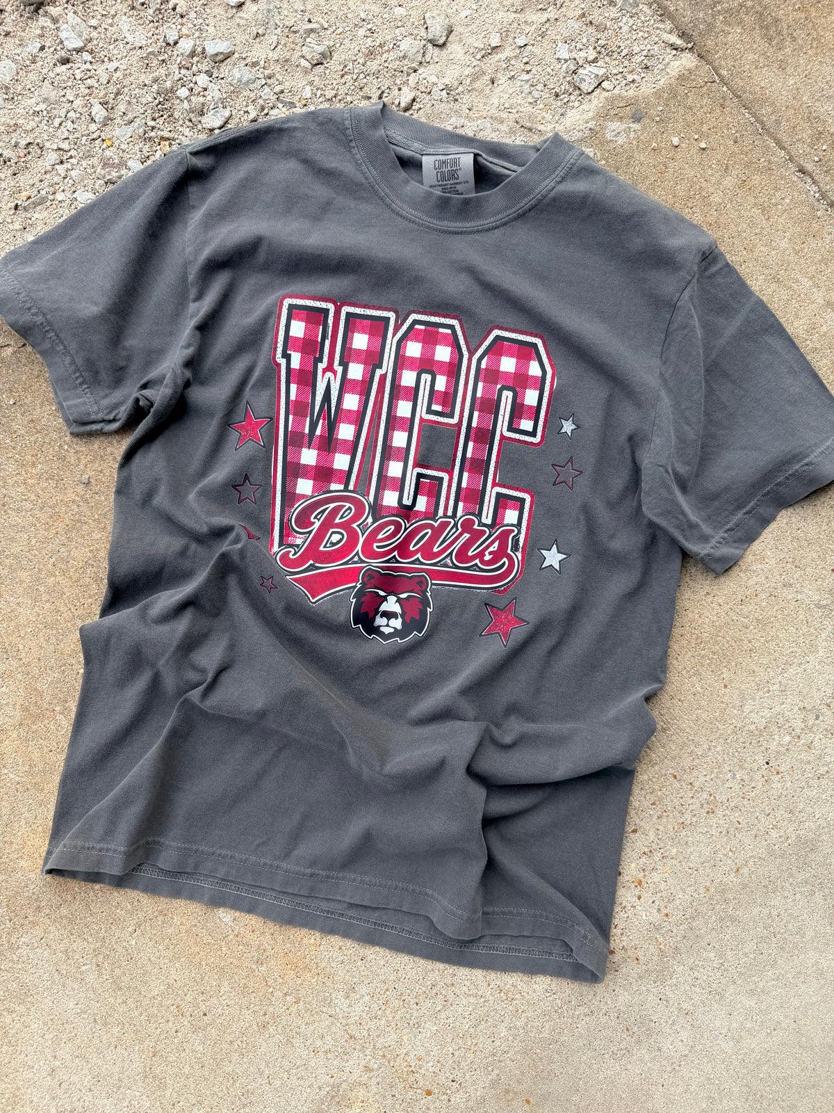 WCC BEARS GINGHAM MASCOT TEE