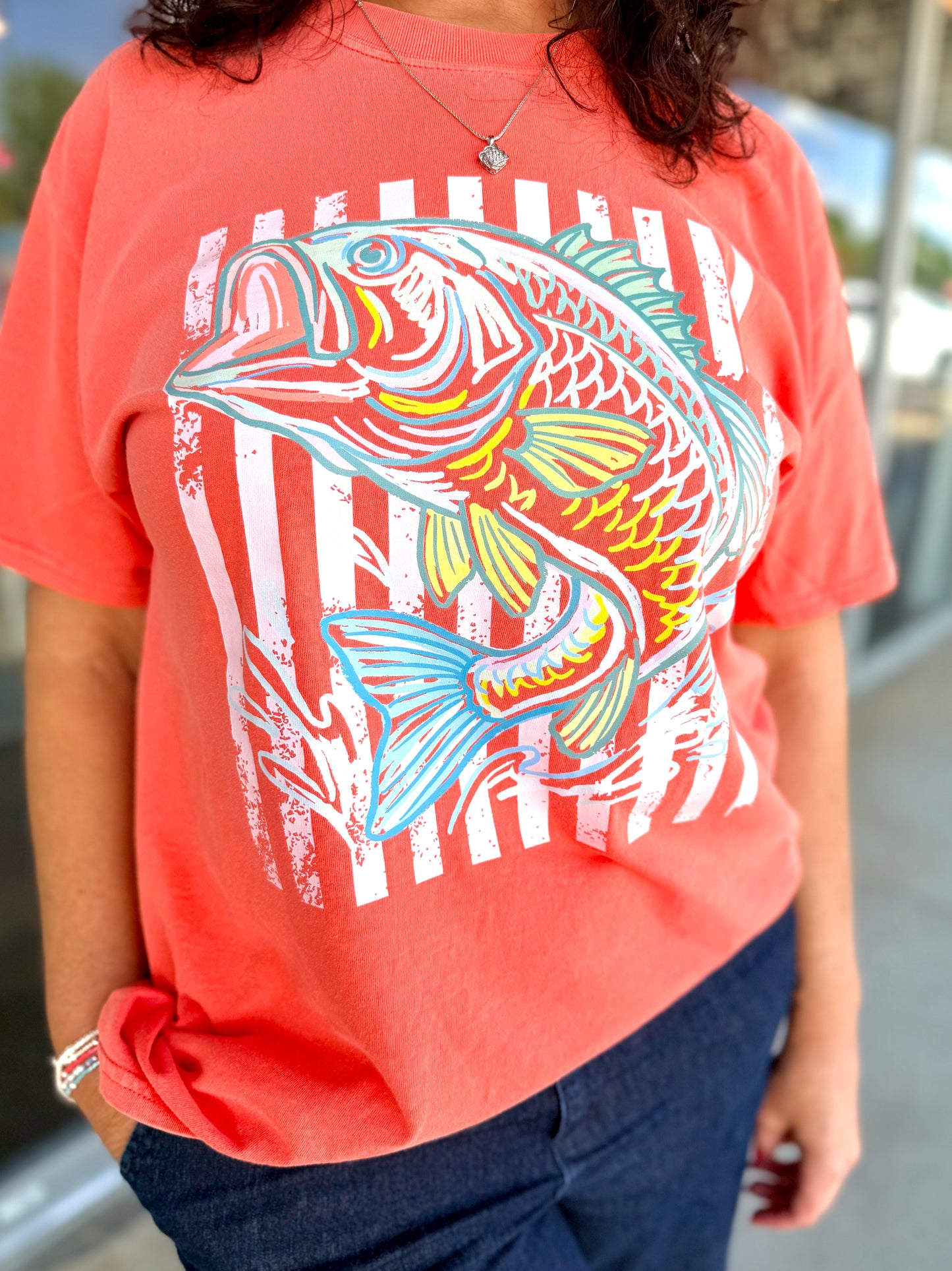 CORAL CATCH GRAPHIC TEE | BRIGHT SALMON