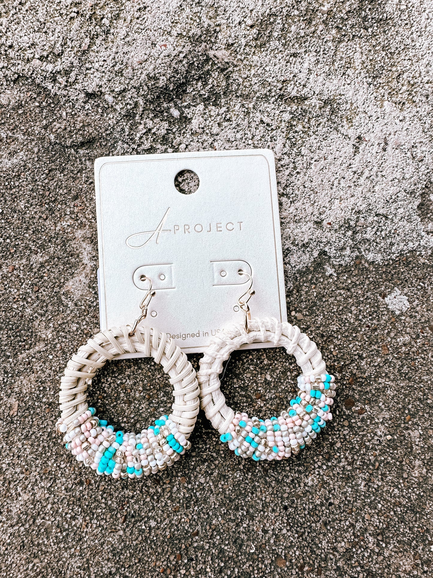 Rattan Seed Bead Circle Earrings | COLORS