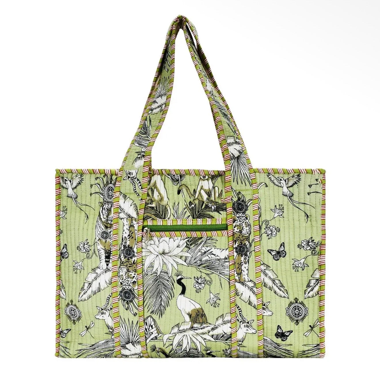 SAGE SAFARI QUITED TOTE | GREEN