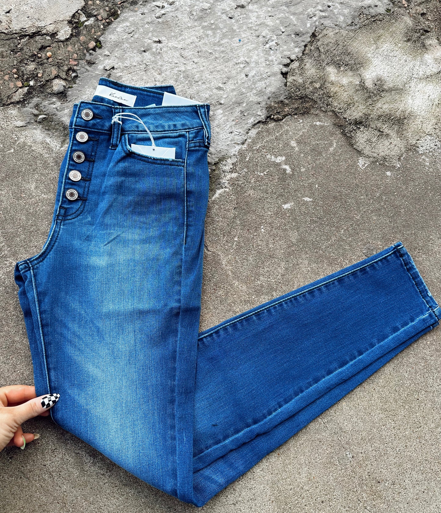 High Rise Button Down Skinny Jeans | KanCan
