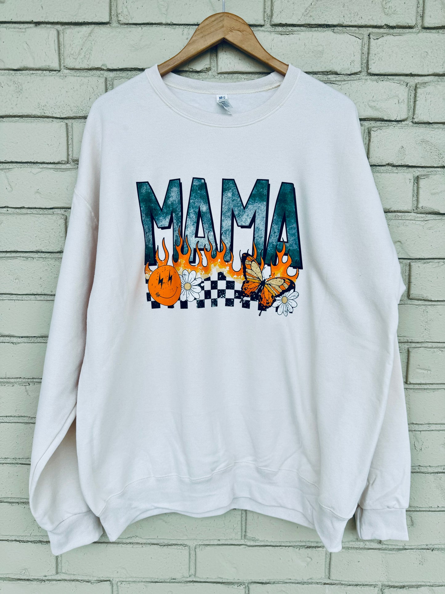Checkered Edgy Mama Graphic Crewneck