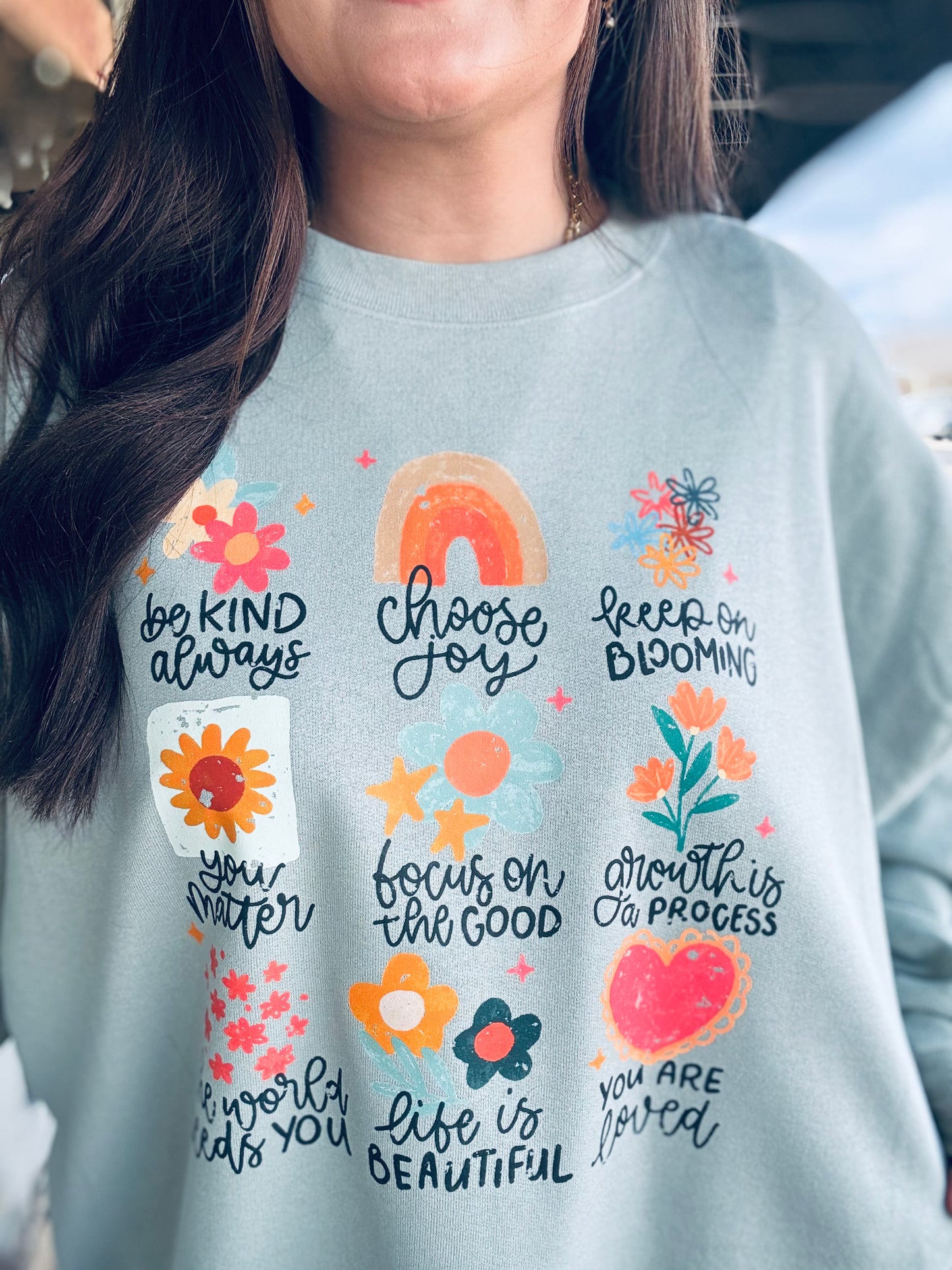 Positive Sayings graphic crewneck