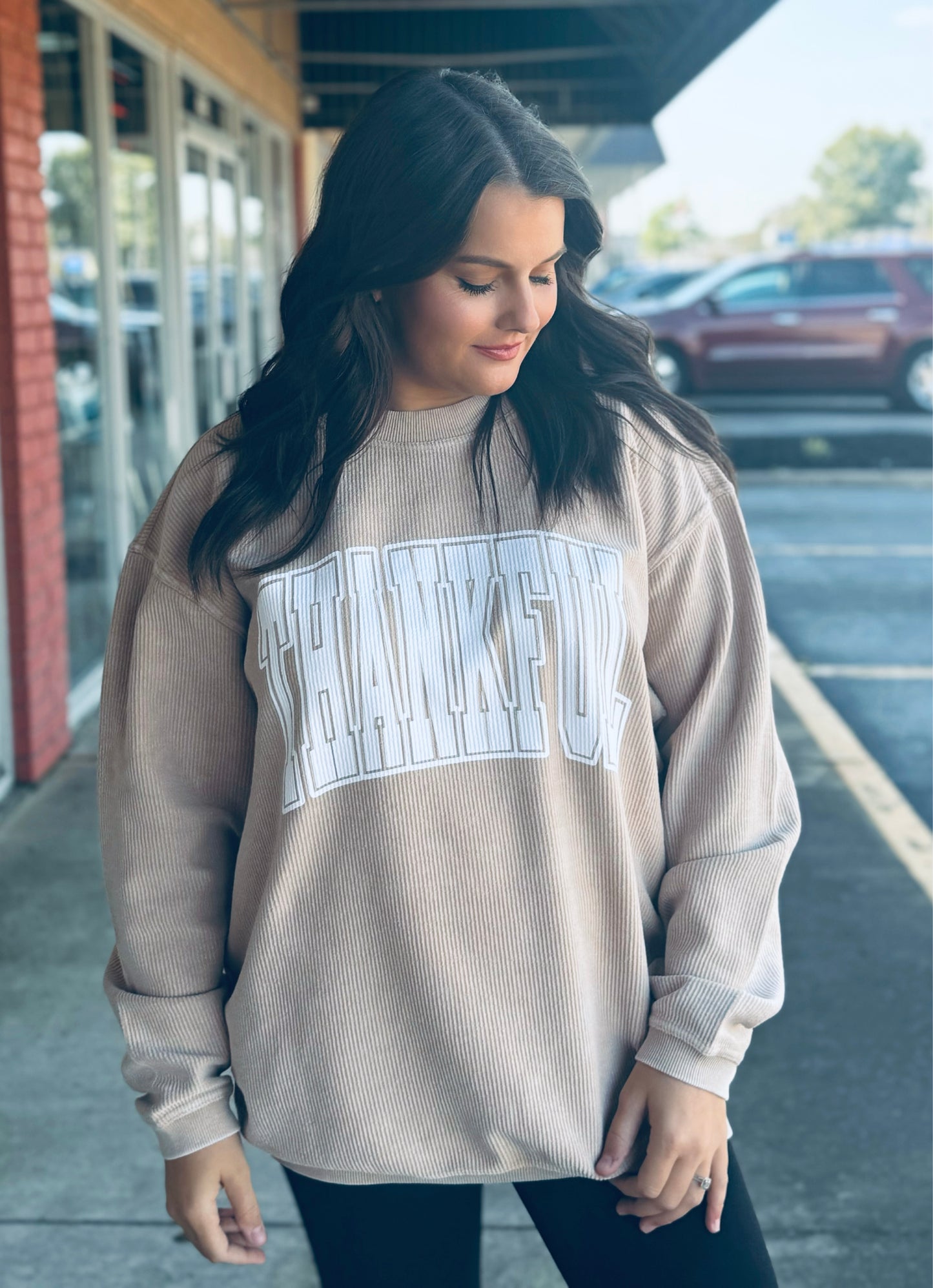 Thankful corded crewneck