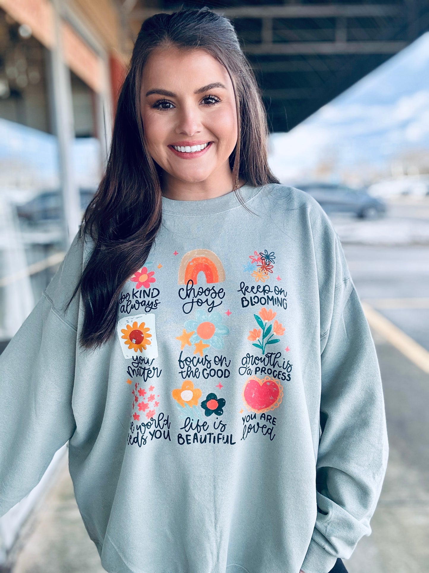 Positive Sayings graphic crewneck