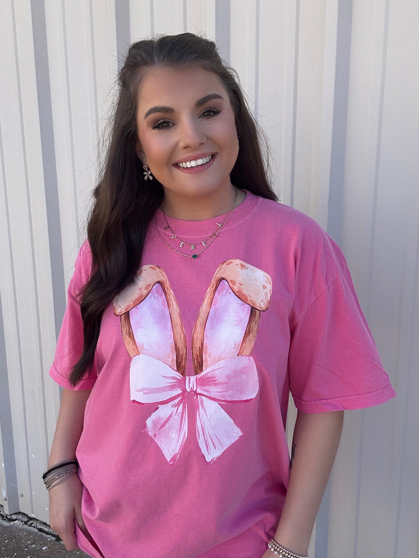 Pink Bow Bunny Ear tee