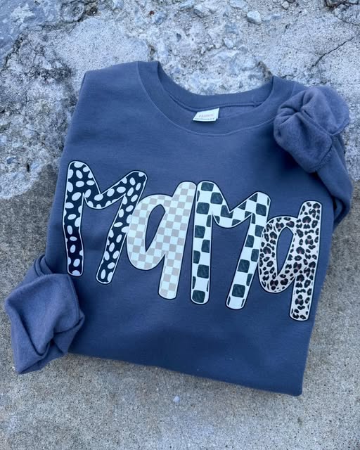 SPOTTED & CHECKERED MAMA CREWNECK