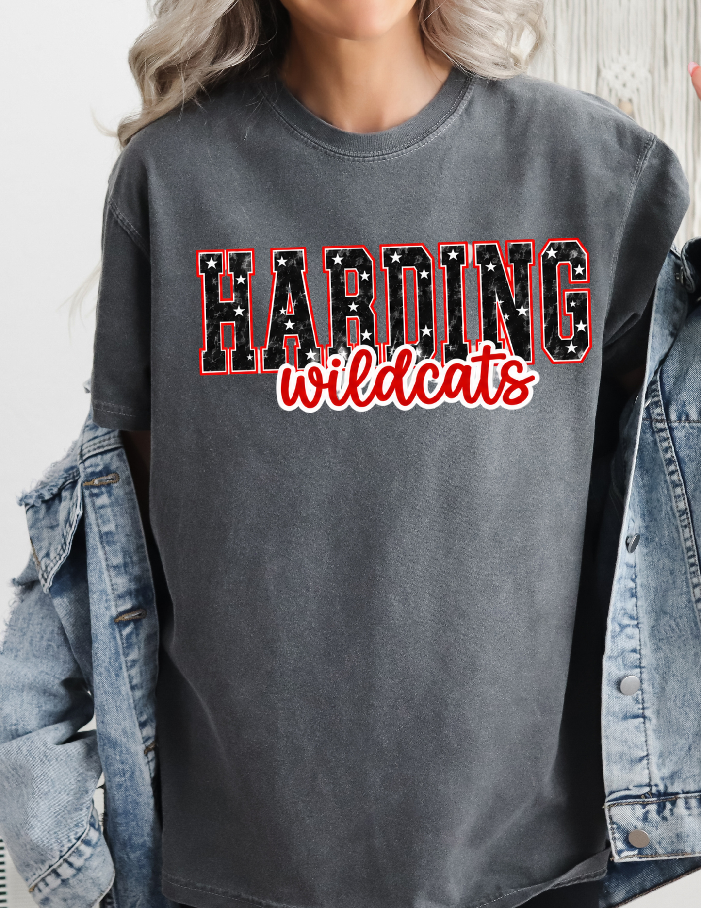HARDING WILDCATS SPIRIT STARS GRAPHIC TEE PEPPER