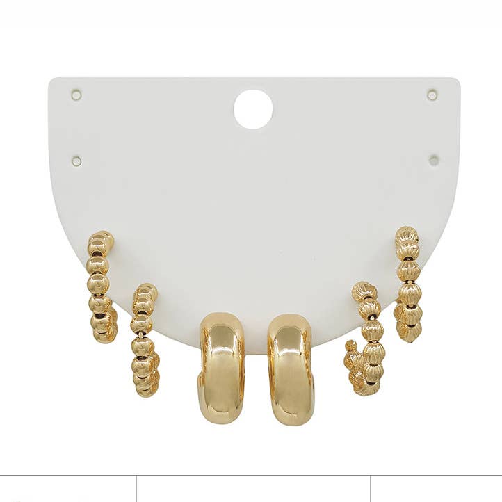 3 SET GOLD HUGGIE WATER RESISTANT HOOPS