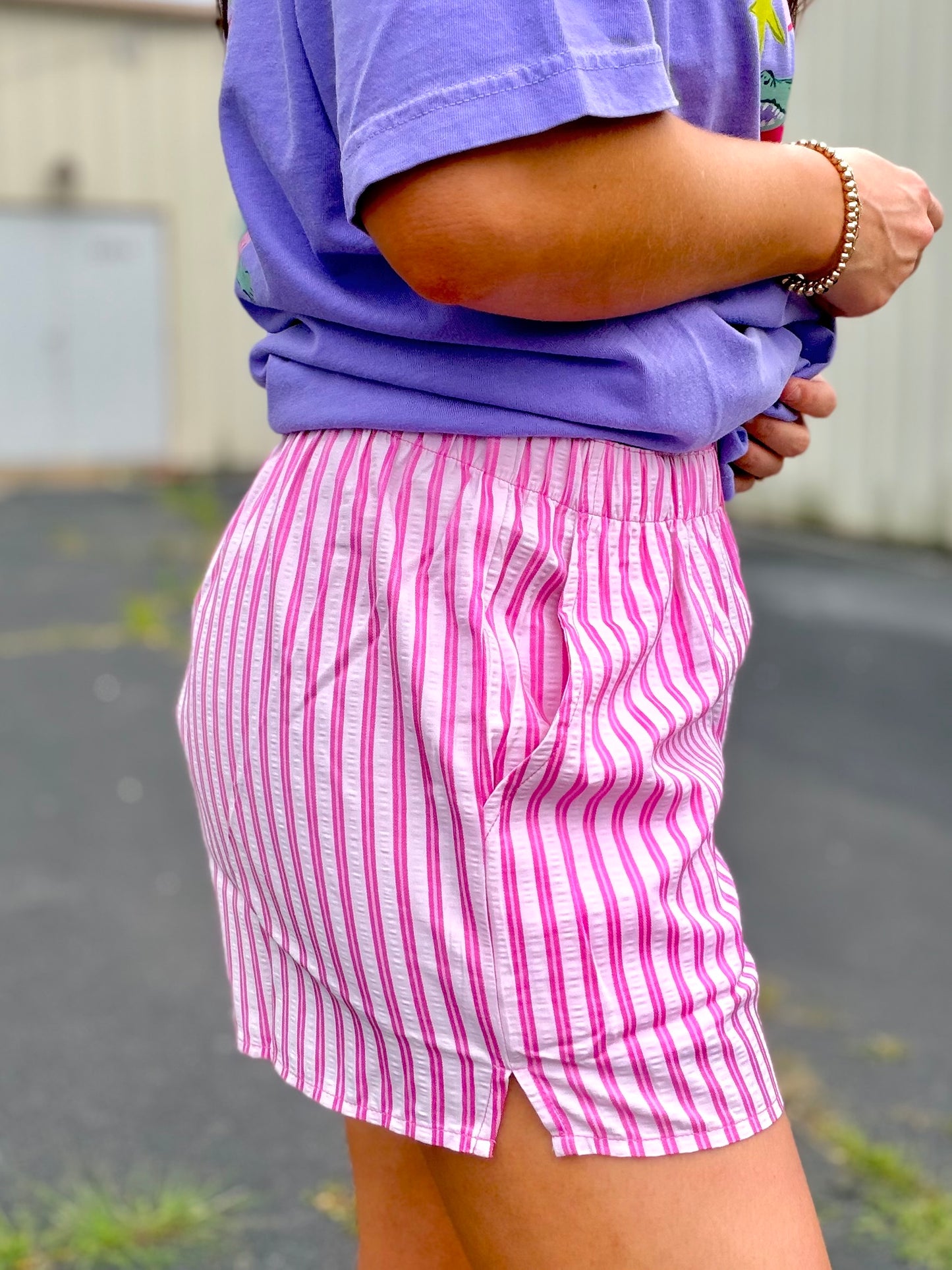PINK STRIPED BOXER SHORTS