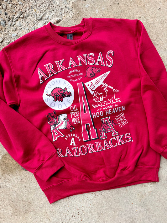 ARKANSAS RAZORBACKS COLLAGE CREWNECK