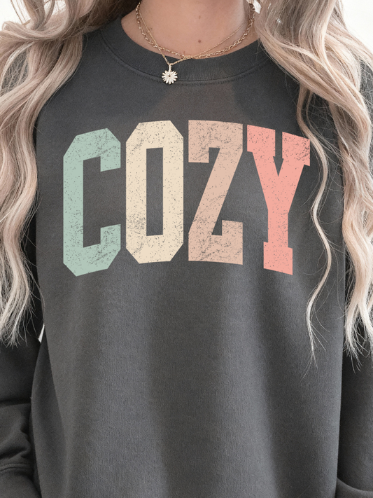 COZY BLOCK LETTER | CHARCOAL CREWNECK