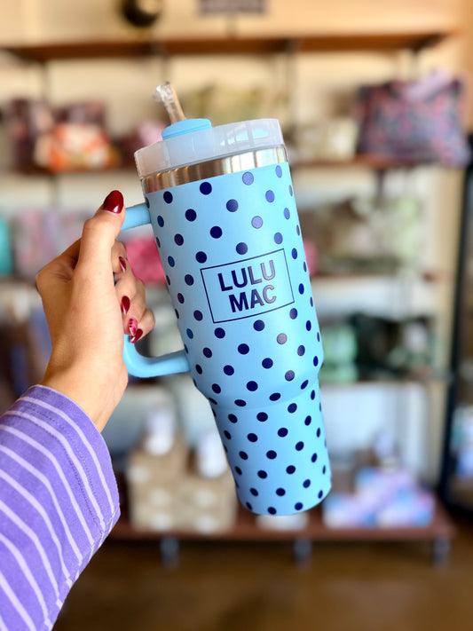 LULU MAC-DW-1000 Lt Blue/Navy Dot Tumbler