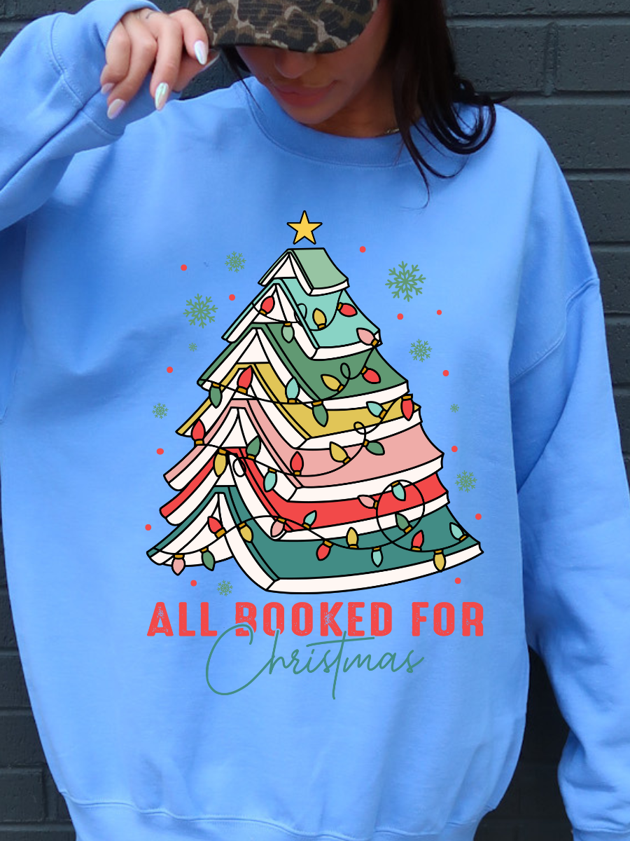 All Booked for Christmas Sweatshirt | Book Tree Holiday Crewneck