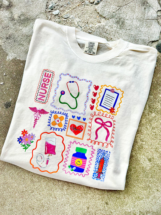 NURSE DOODLES GRAPHIC TEE