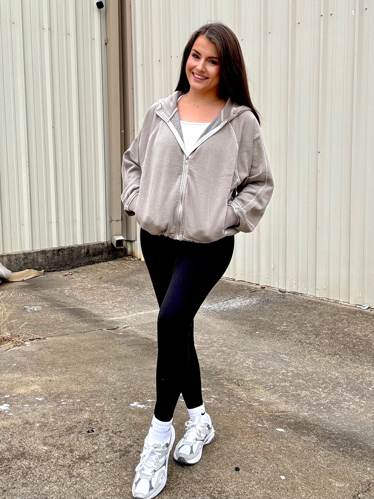 FLEECE PIGMENT DYE ZIP UP HOODIE