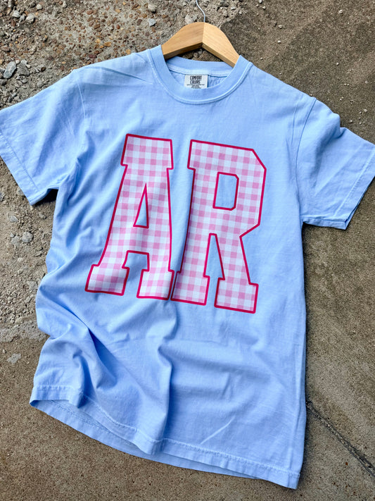 GINGHAM PINK AR GRAPHIC TEE