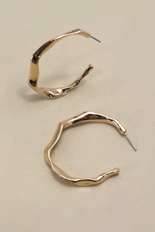 Hammered High Polished Hoop Earrings