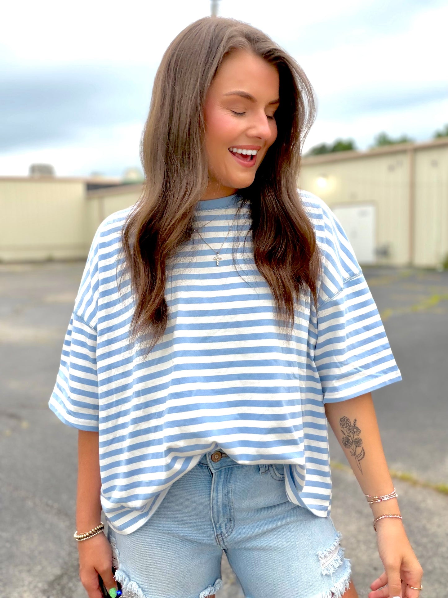 BLUE SKIES STRIPED TEE