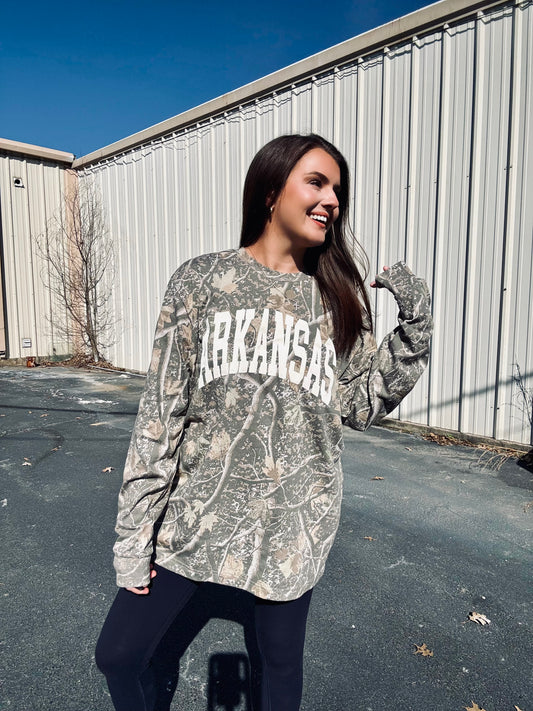 ARKANSAS PUFF INK CAMO LONG SLEEVE TEE