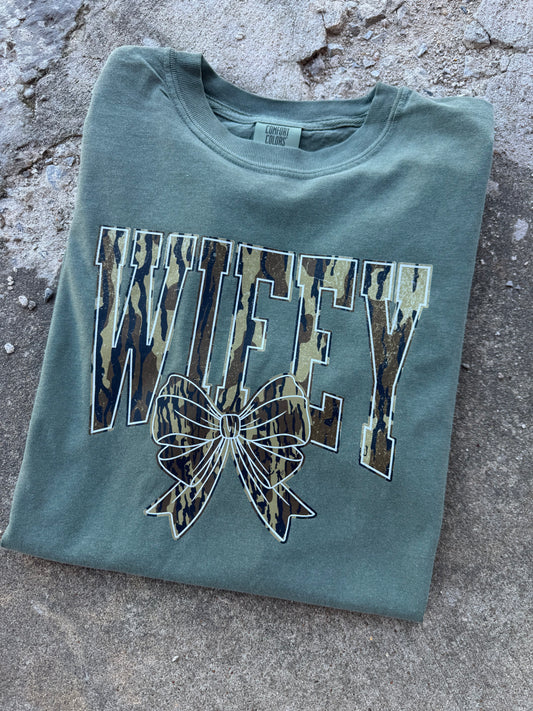 Camo Wifey Bow Graphic Tee