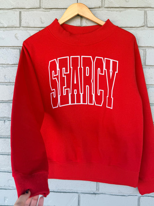RED SEARCY MOCKNECK SWEATSHIRT