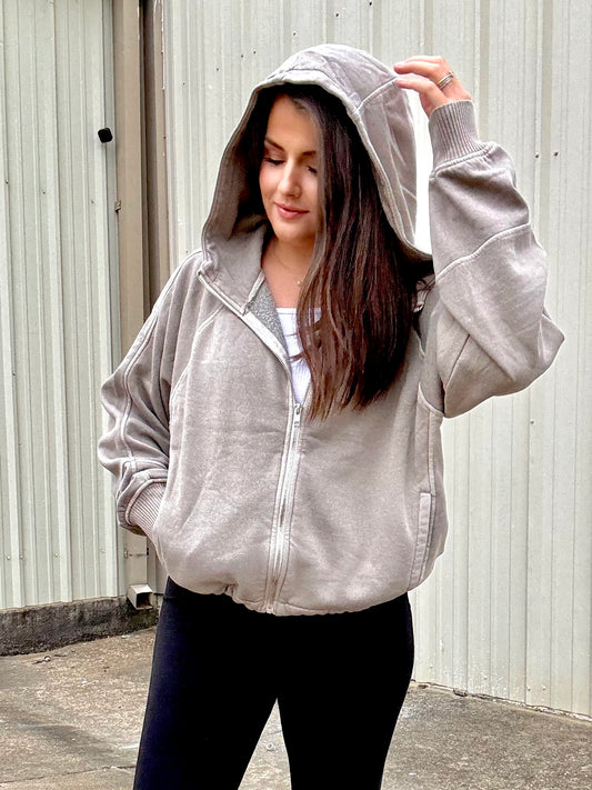 FLEECE PIGMENT DYE ZIP UP HOODIE