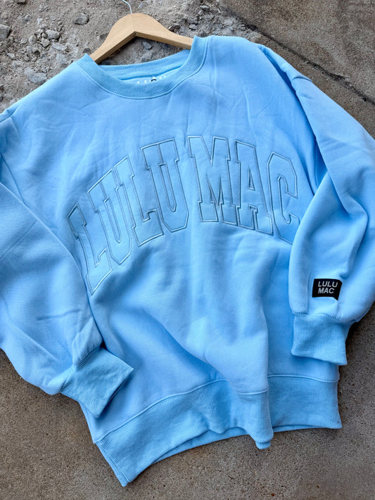 BLUE ON BLUE LULU MAC CREWNECK