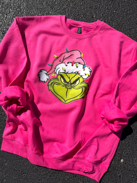 GRINCH CHRISTMAS LIGHTS  CREWNECK