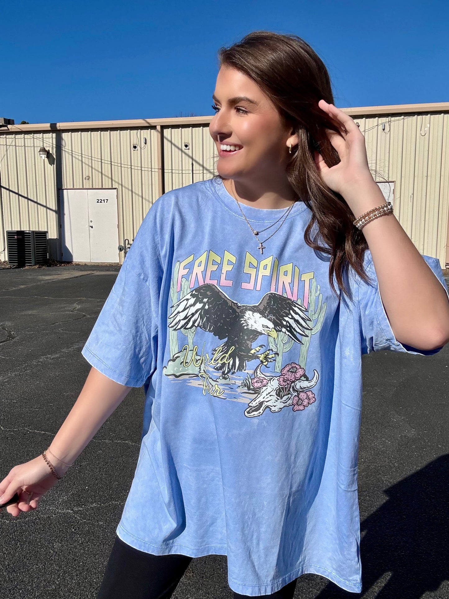 FREE SPIRT OVERSIZED BOYFRIEND TEE | CORNFLOWER BLUE