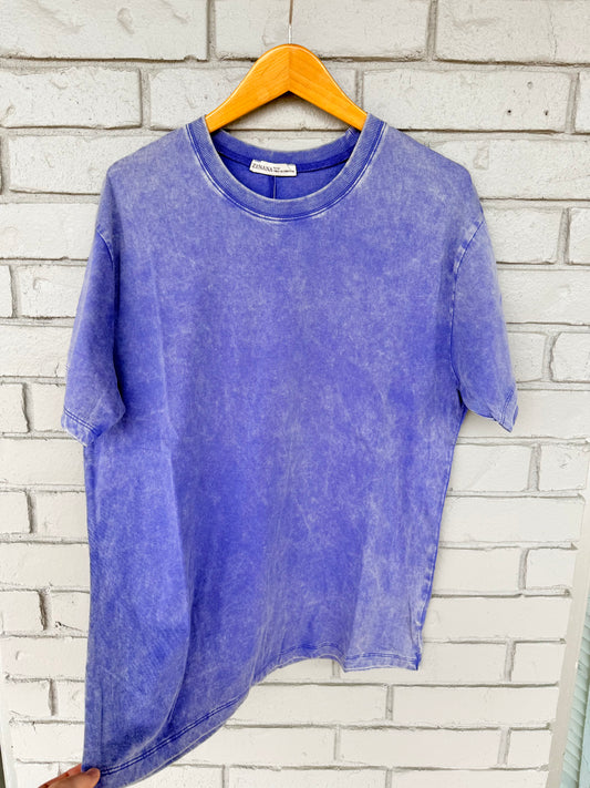 OVERSIZED MINERAL WASHED TEE/ BLACKBERRY