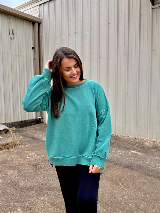 PIGMENT DYE FLEECE HI-LOW