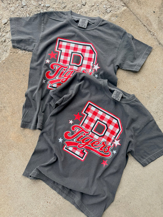 PANGBURN TIGERS GINGHAM MASCOT TEE