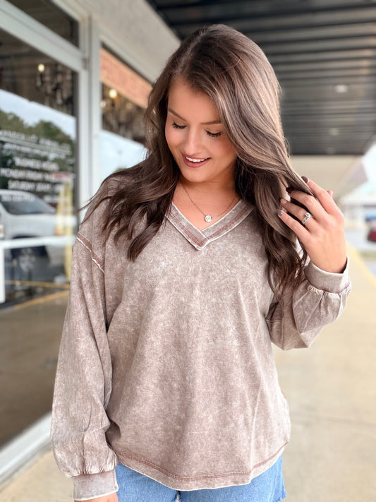 WASHED INVERTED SEAM LONG SLEEVE