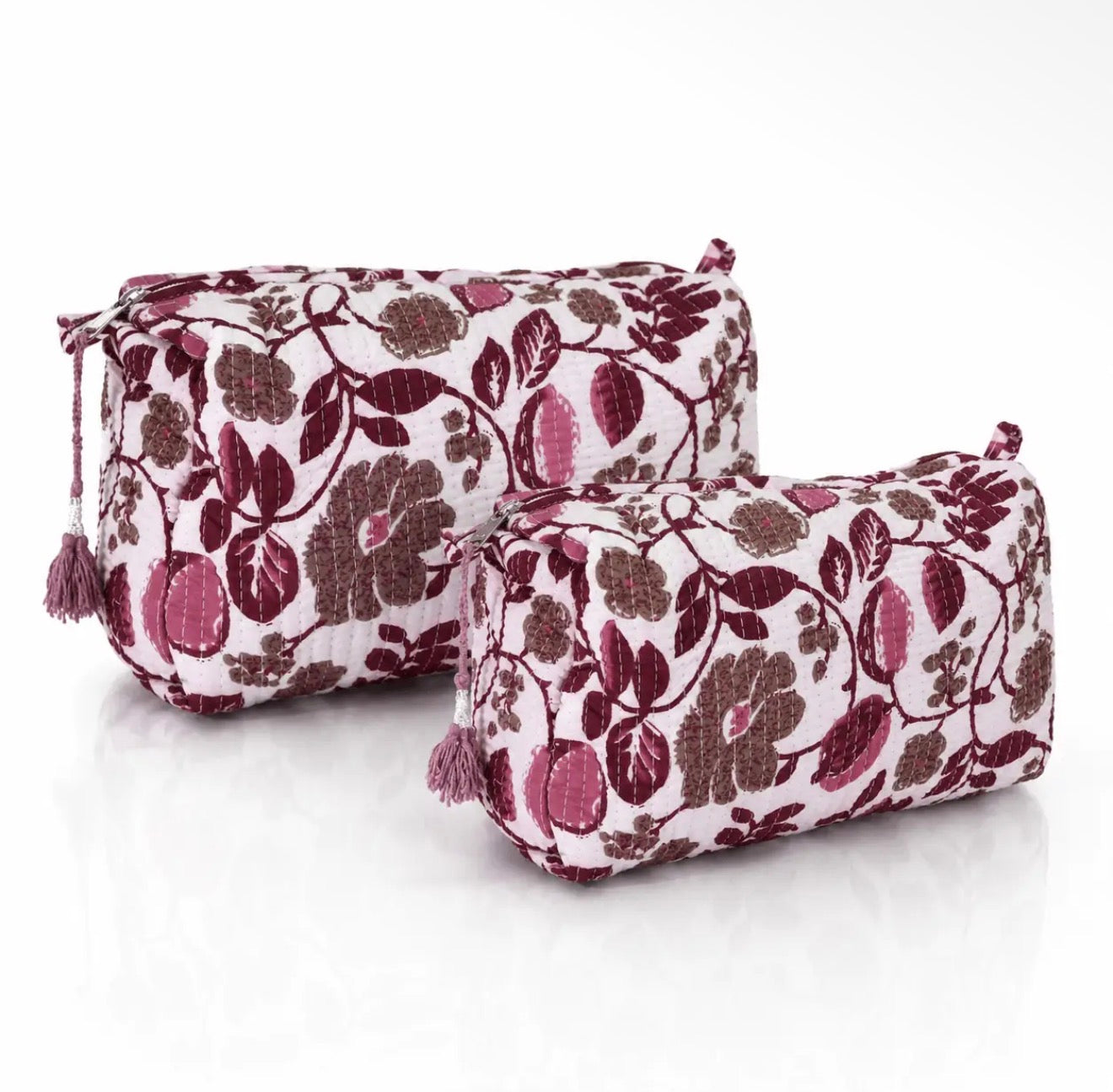 BERRY BOTANICAL QUILTED POUCH | PINK