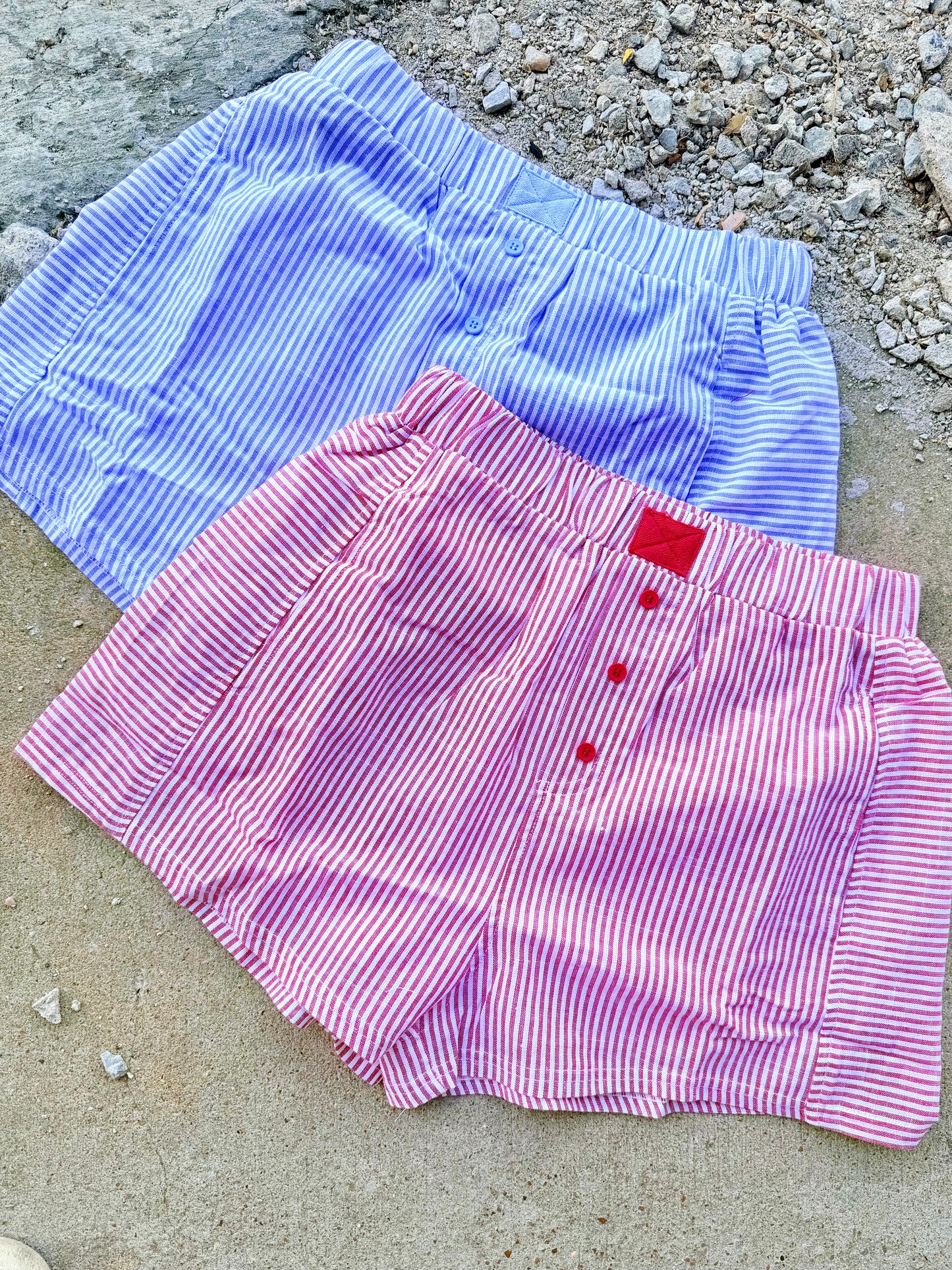 STRIPED BOXER SHORTS/BLUE OR RED