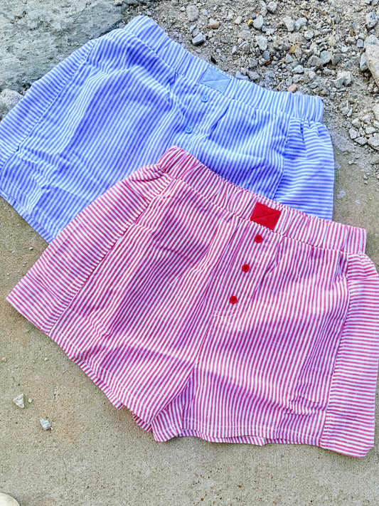 STRIPED BOXER SHORTS/BLUE OR RED