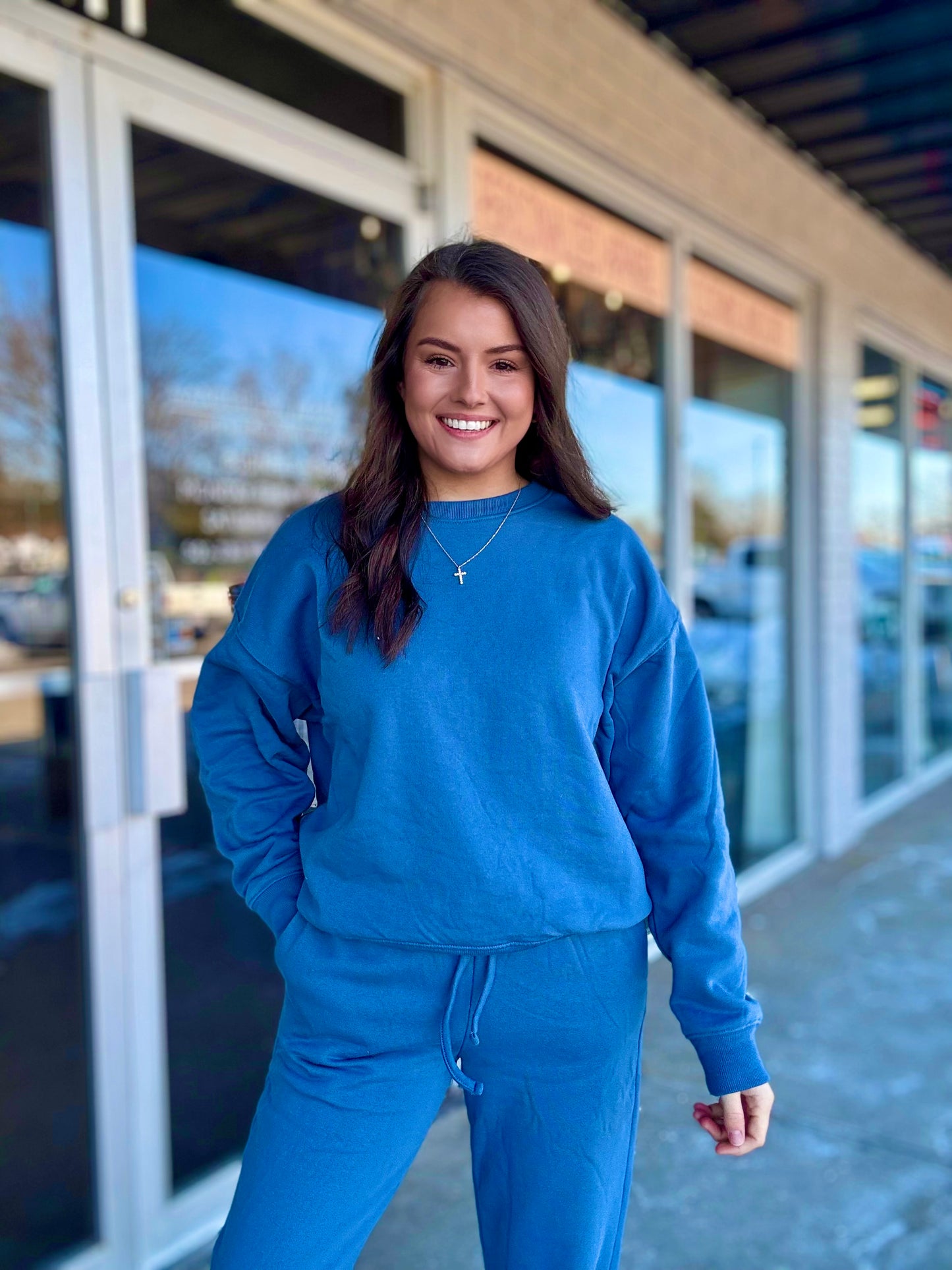 DUSTY BLUE FLEECE JOGGER SET | DUSTY BLUE