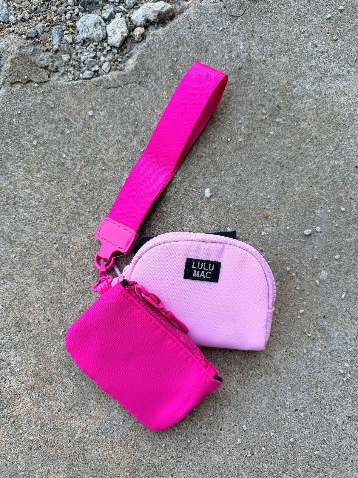 PINK/HOT PINK LULU MAC DOUBLE POUCH WRISTLETS