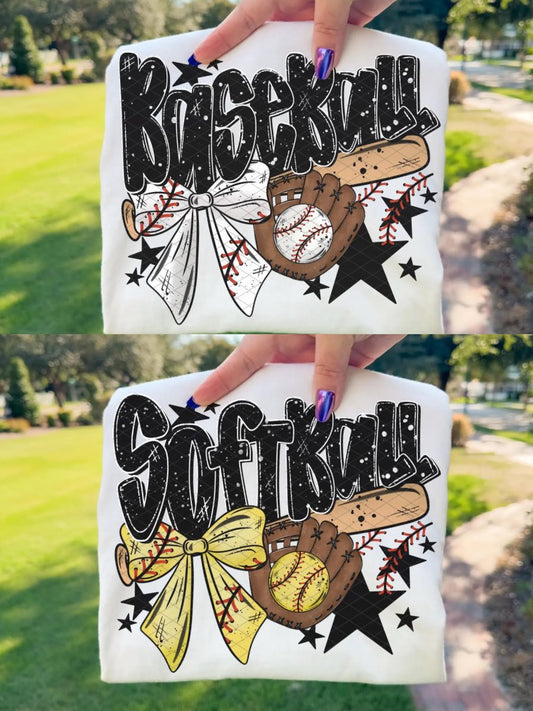 BASEBALL/SOFTBALL BOW WITH GLOVE TEE | IVORY