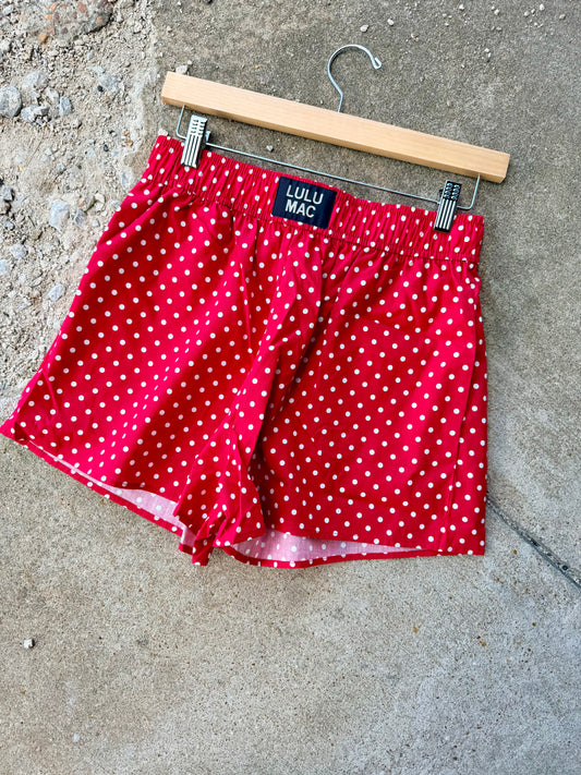 LULU MAC RED POLKA DOT BOXER SHORTS
